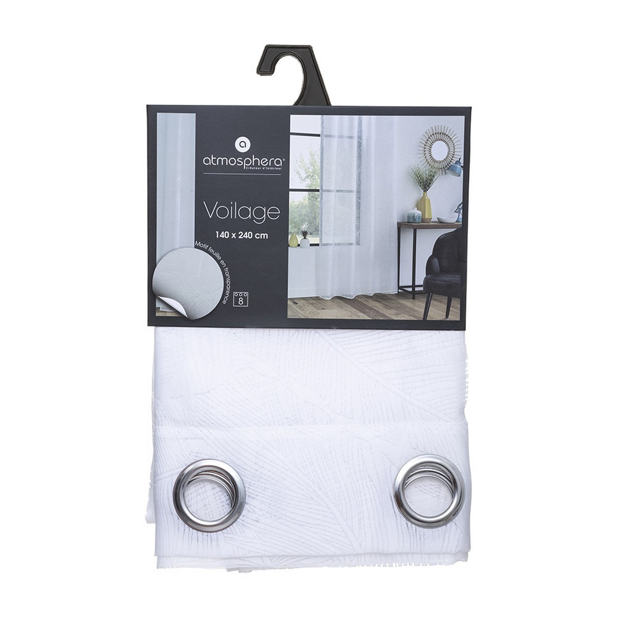 Gardin Atmosphera Tropical Polyester Hvid (140 x 240 cm)